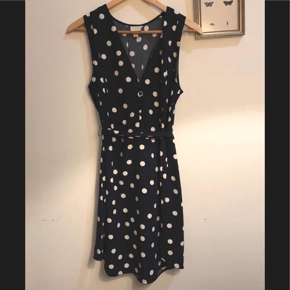 Navy polka dot tank dress